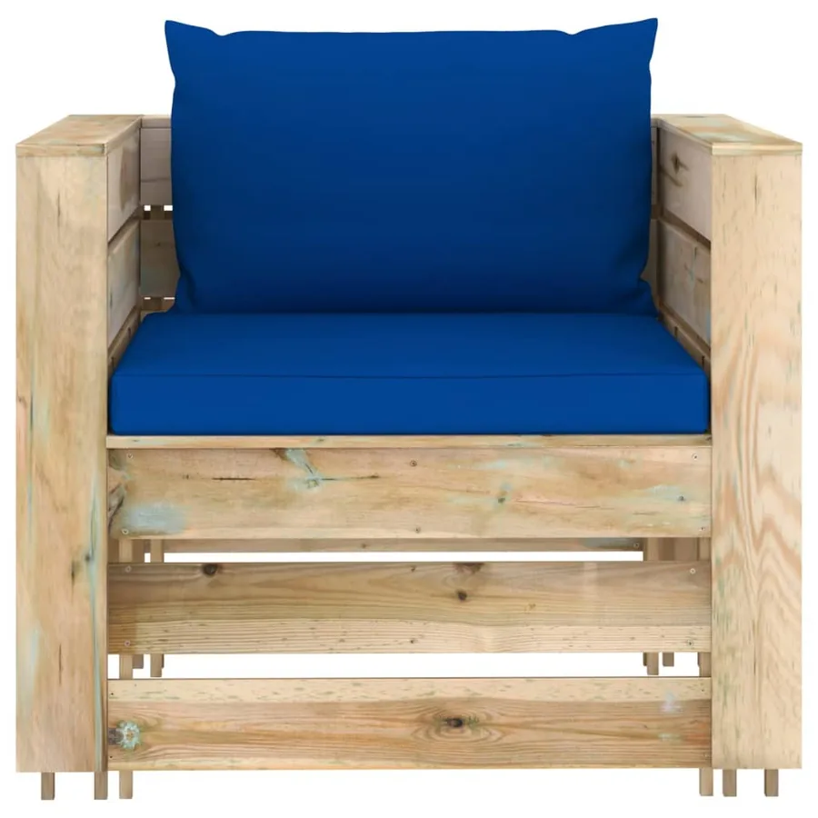 Salon de jardin 2 pcs avec coussins Bois imprégné de vert - 3