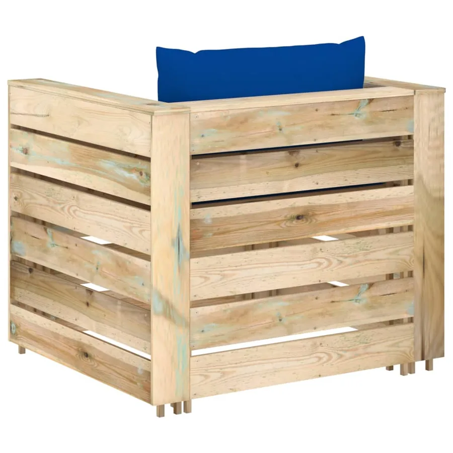 Salon de jardin 2 pcs avec coussins Bois imprégné de vert - 5
