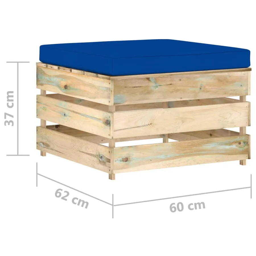 Salon de jardin 2 pcs avec coussins Bois imprégné de vert - 8