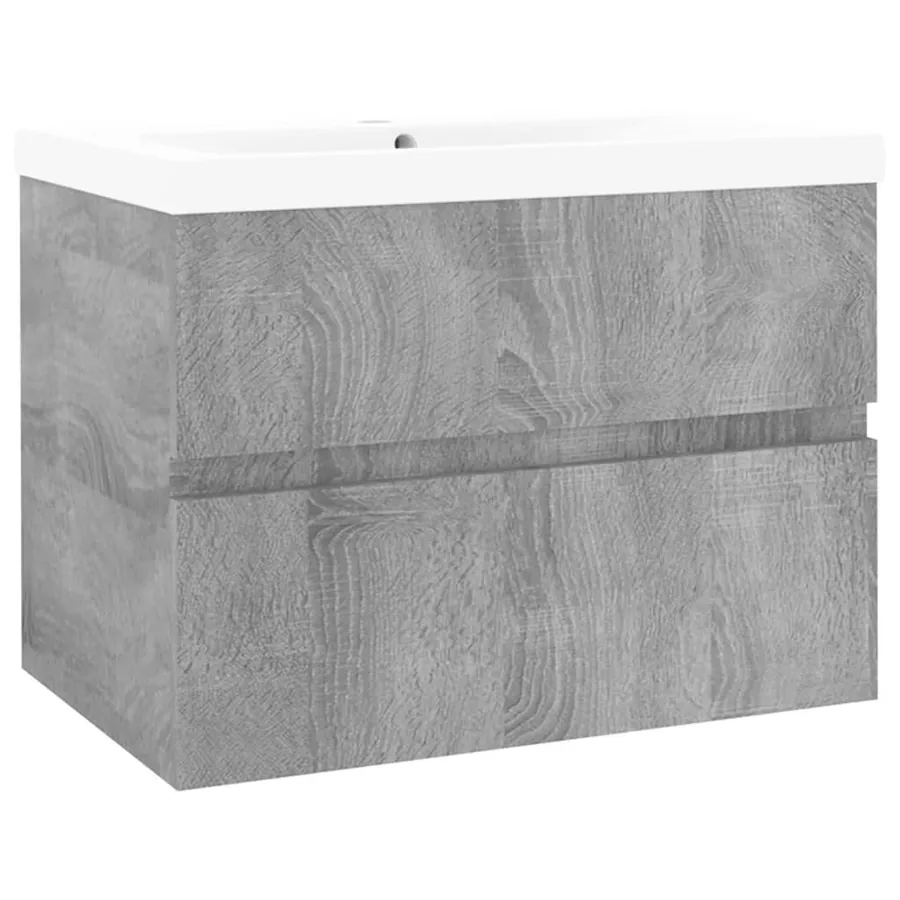Meuble lavabo avec bassin intégré Sonoma gris Bois d'ingénierie - 2