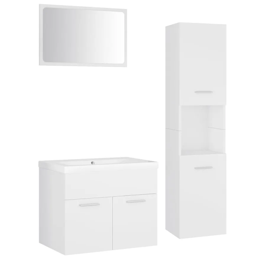 Ensemble de meubles de salle de bain Blanc Aggloméré - 2