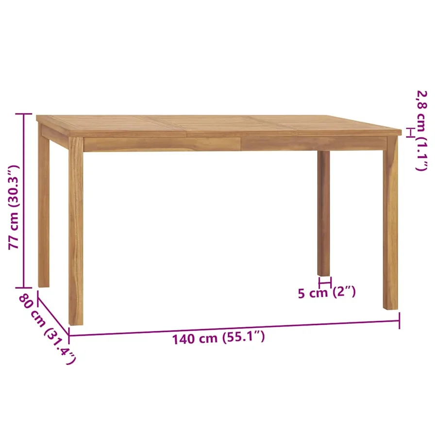 Ensemble de salle à manger de jardin 7 pièces 140 x 80 cm en bois de teck massif - 13