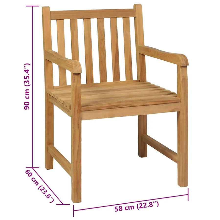 Ensemble de salle à manger de jardin 7 pièces 140 x 80 cm en bois de teck massif - 14