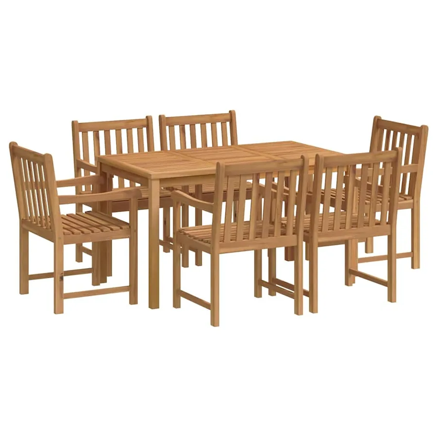 Ensemble de salle à manger de jardin 7 pièces 140 x 80 cm en bois de teck massif - 2