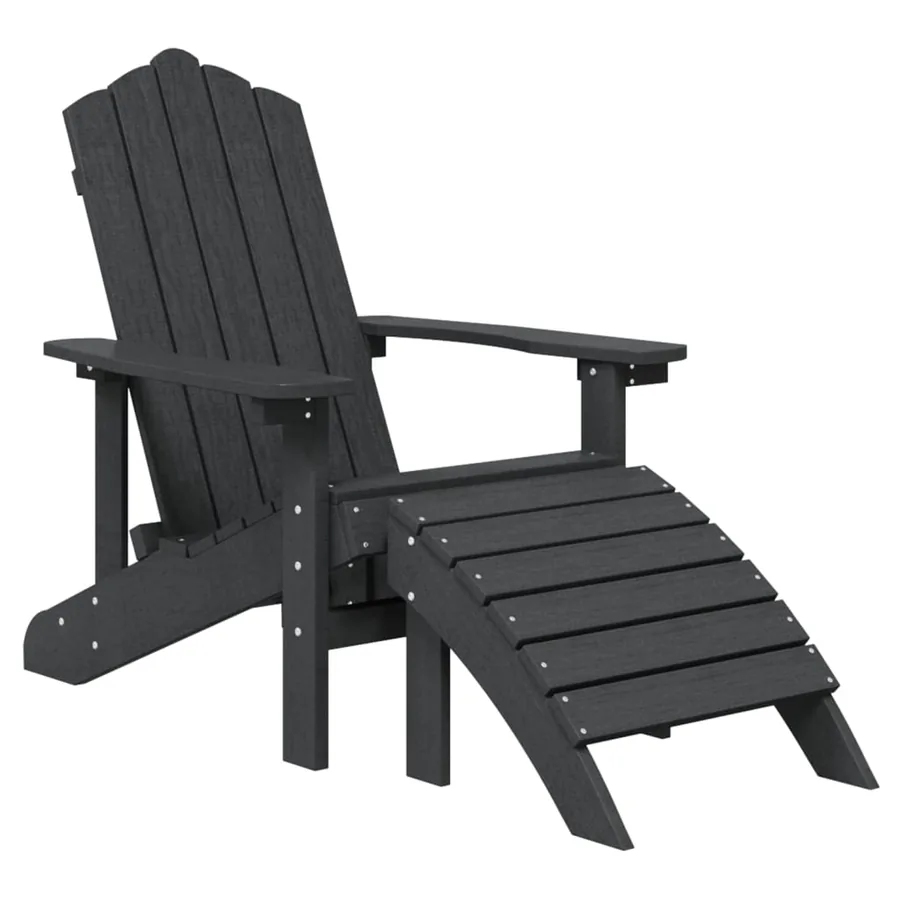 Chaise de jardin Adirondack repose-pied table PEHD Anthracite - 3