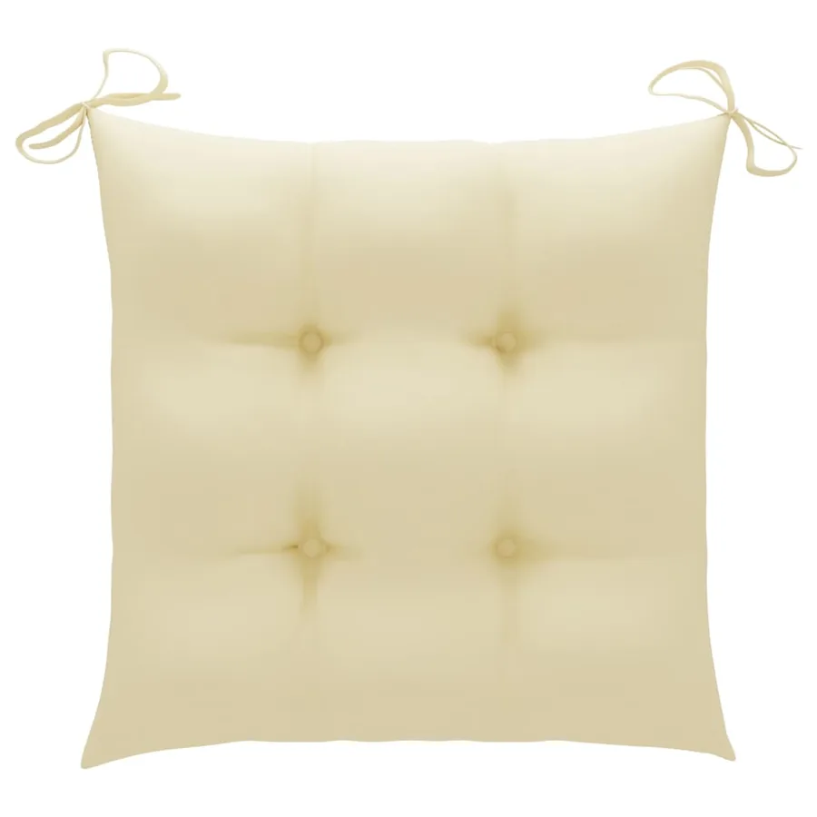 Chaises de jardin lot de 4 et coussins blanc crème Teck solide - 8