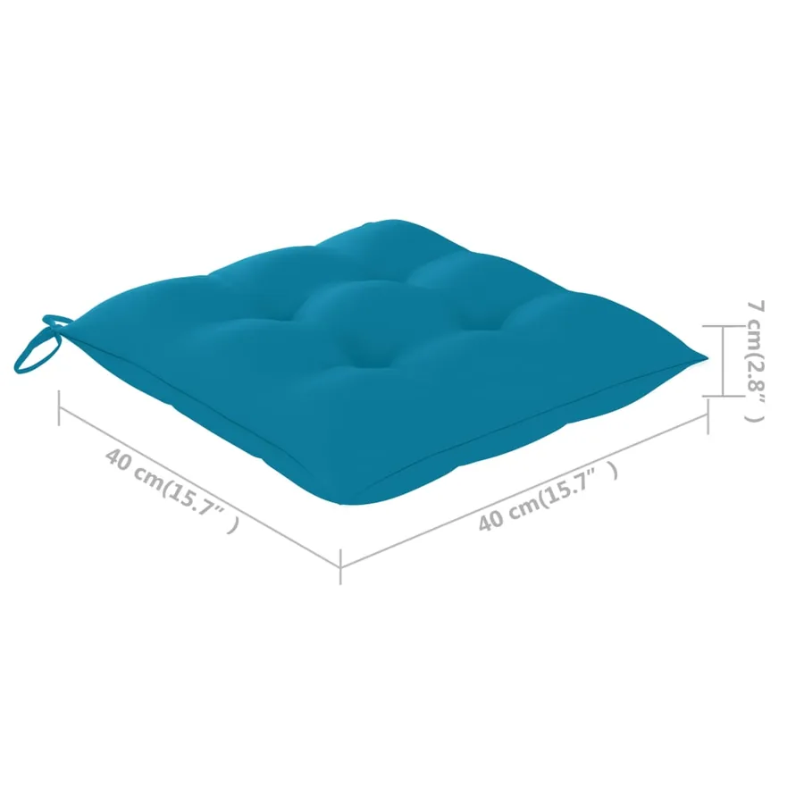Chaises de jardin avec coussins bleu clair lot de 6 Teck massif - 12