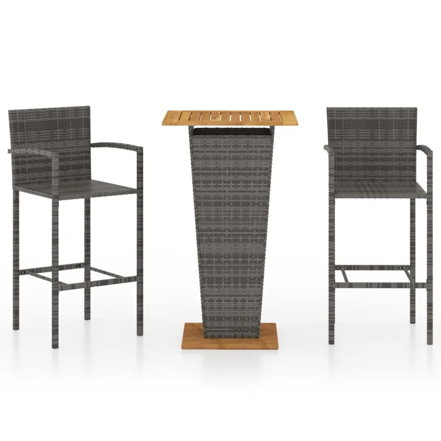 Ensemble de bar de jardin 3 pcs Gris - 2