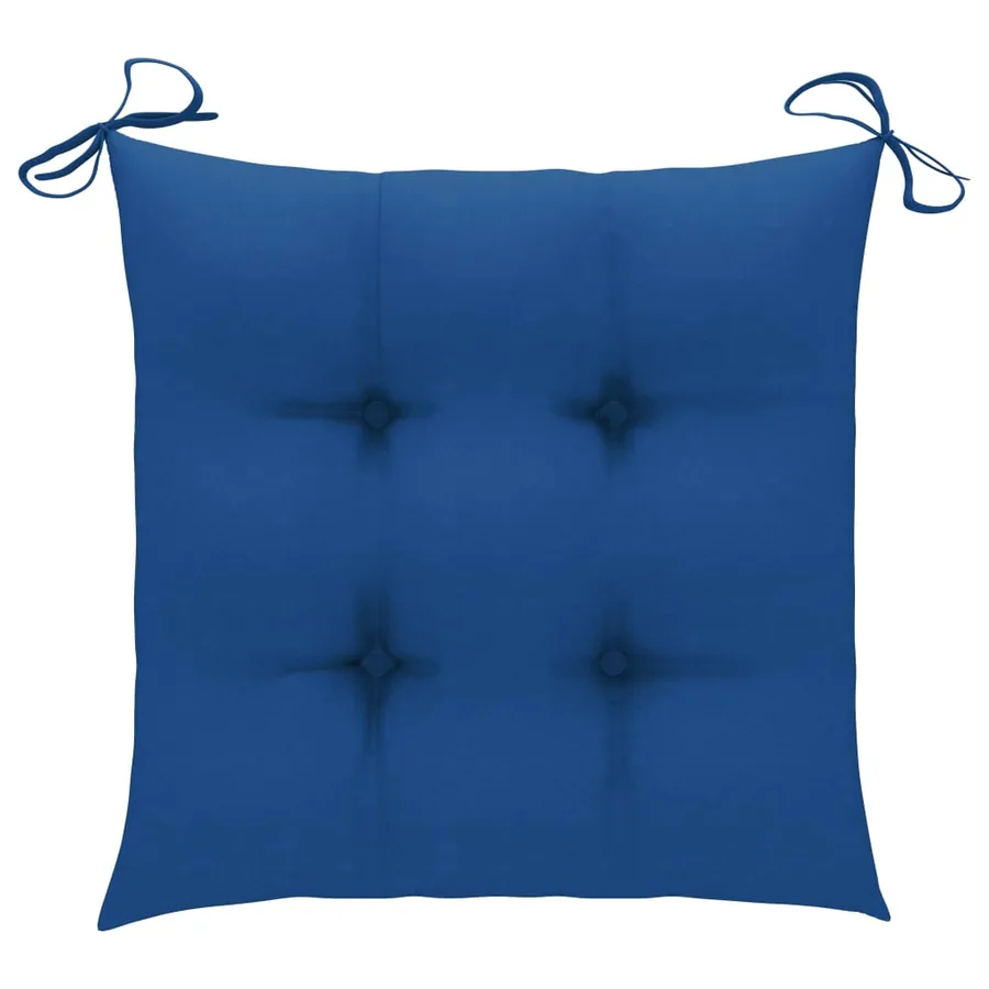 Chaises de jardin lot de 6 et coussins bleu Bois de teck solide - 9
