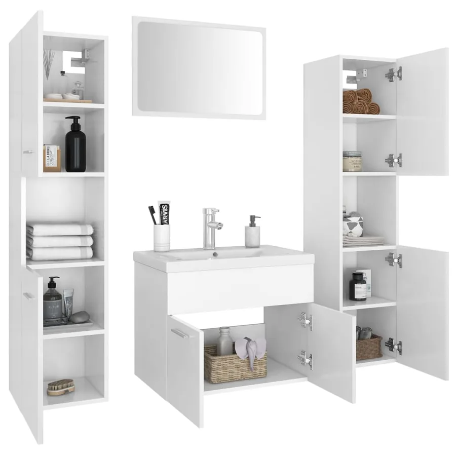 Ensemble de meubles de salle de bain Blanc Bois d'ingénierie - 3