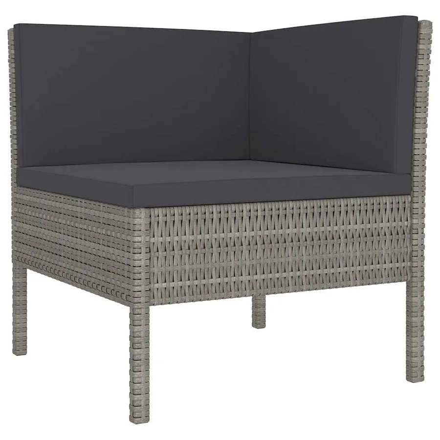 Salon de jardin 13 pcs avec coussins résine tressée gris - 5