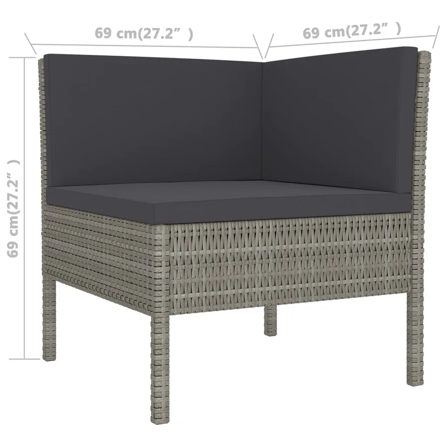 Salon de jardin 13 pcs avec coussins résine tressée gris - 9