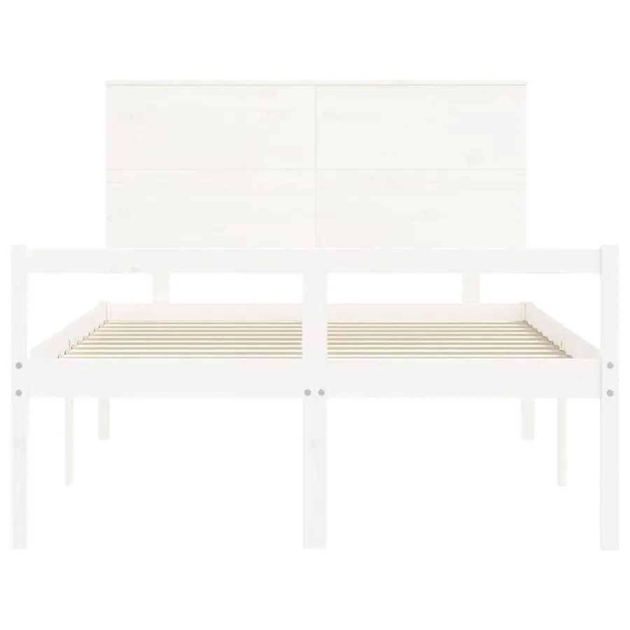 Lit pour personne âgée sans matelas blanc 140x200cm bois massif - 6