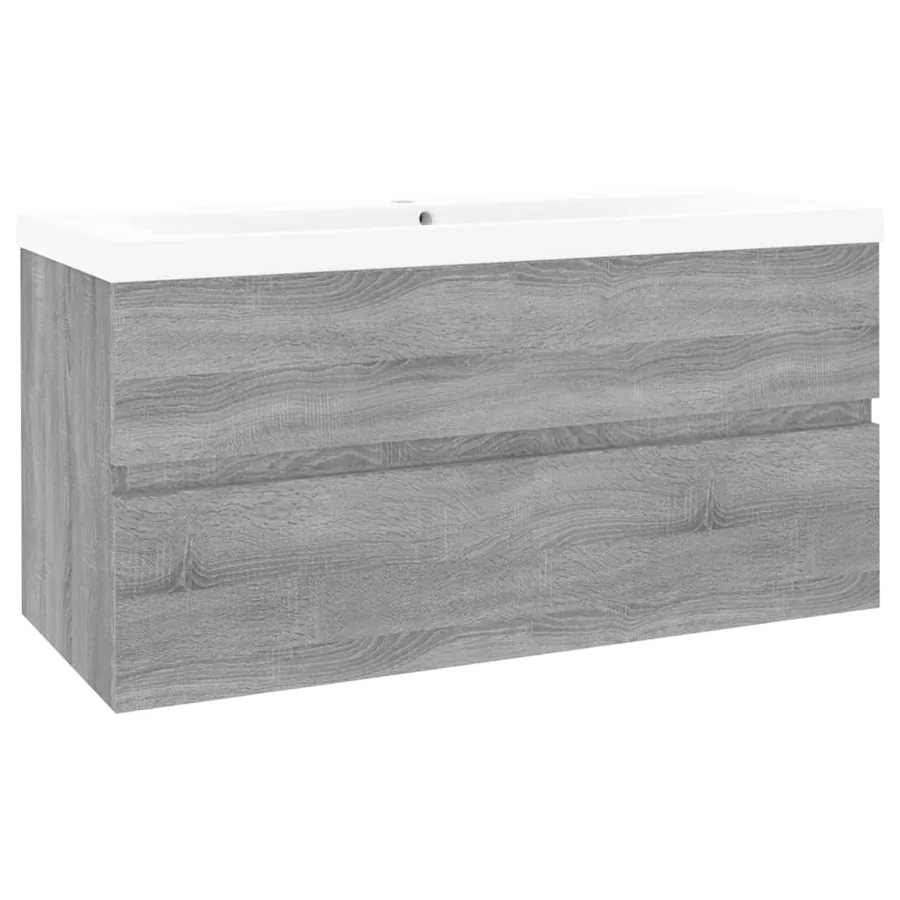 Meuble lavabo avec bassin intégré Sonoma gris Bois d'ingénierie - 4