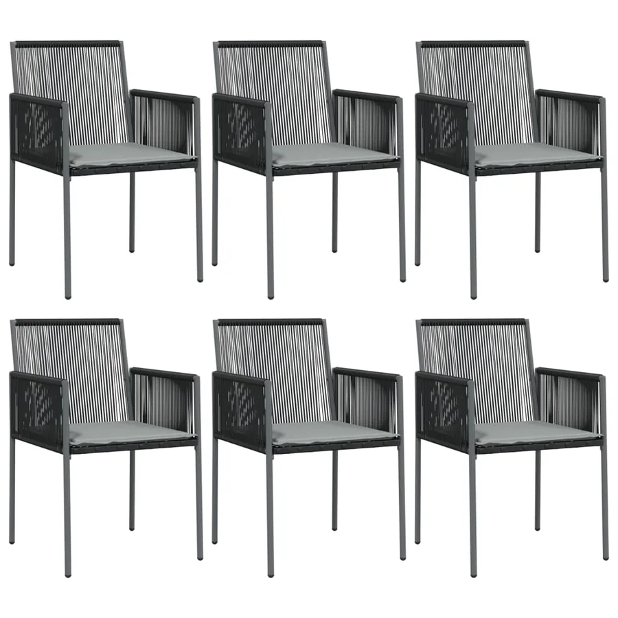 Ensemble à manger de jardin coussins 7 pcs noir rotin et acier - 4