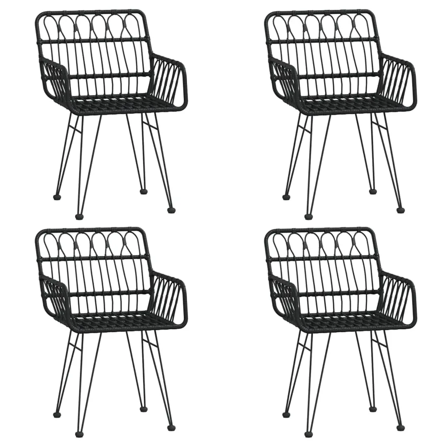 Ensemble à manger de jardin 5 pcs Noir Résine tressée - 4