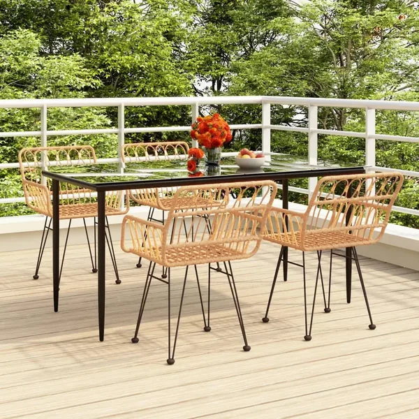 Ensemble à manger de jardin 5pcs Résine tressée
