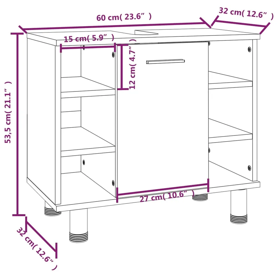 Ensemble d'armoires de salle de bain 3 pcs chêne fumé - 10