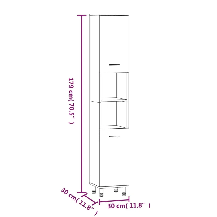 Ensemble d'armoires de salle de bain 3 pcs chêne fumé - 11