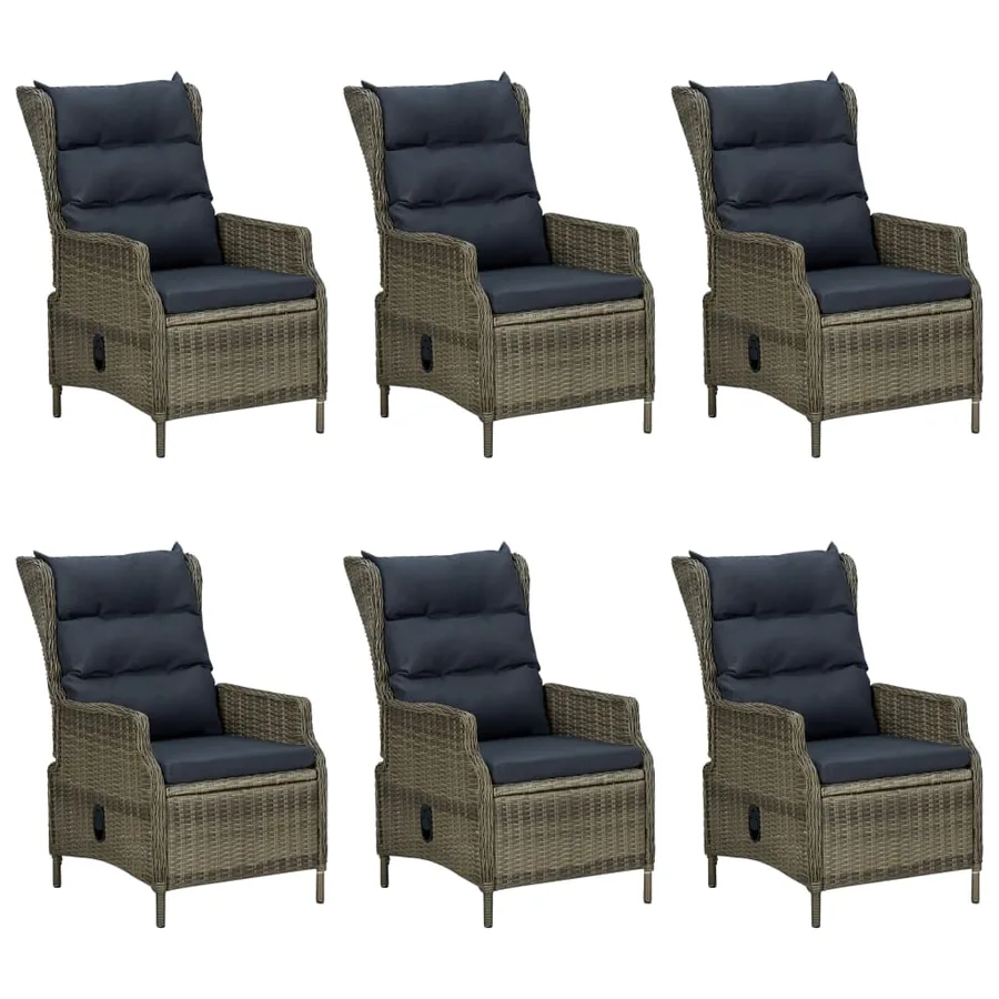 Ensemble à manger d'extérieur et coussins 7 pcs résine tressée - 3