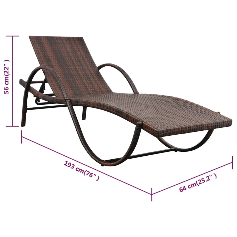 Chaises longues lot de 2 avec table résine tressée marron - 10