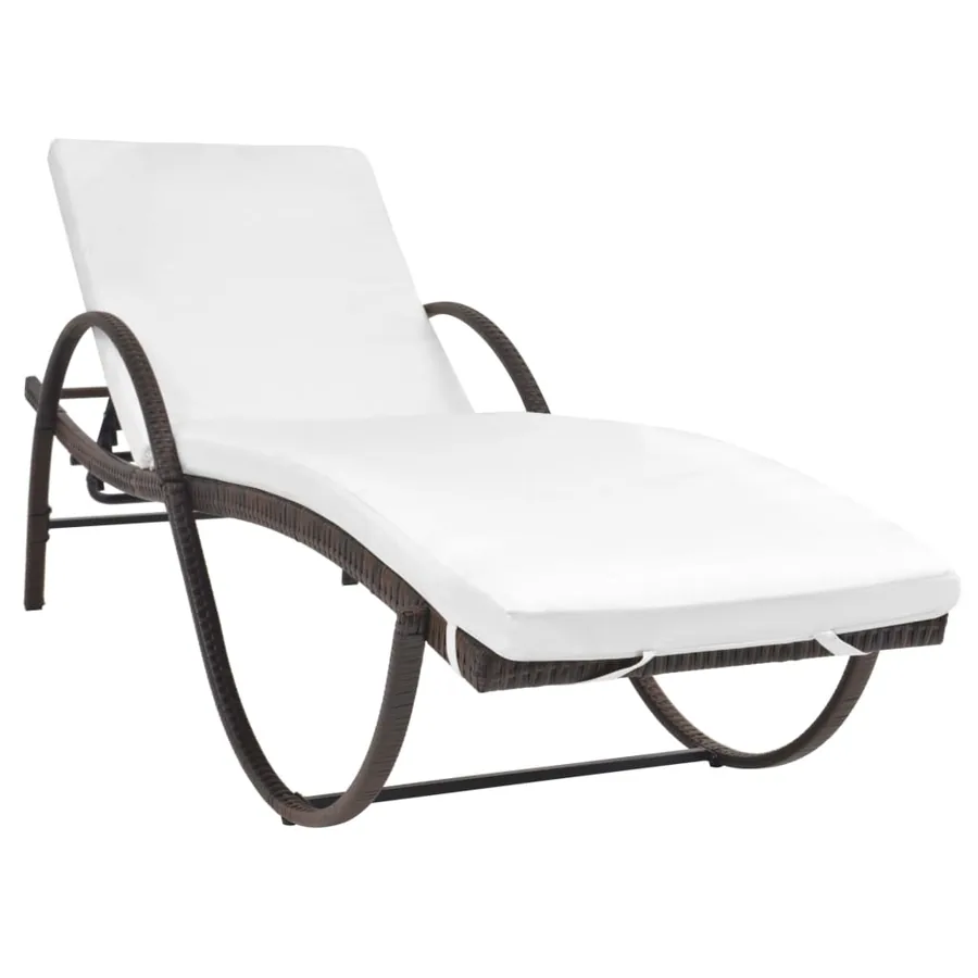 Chaises longues lot de 2 avec table résine tressée marron - 2