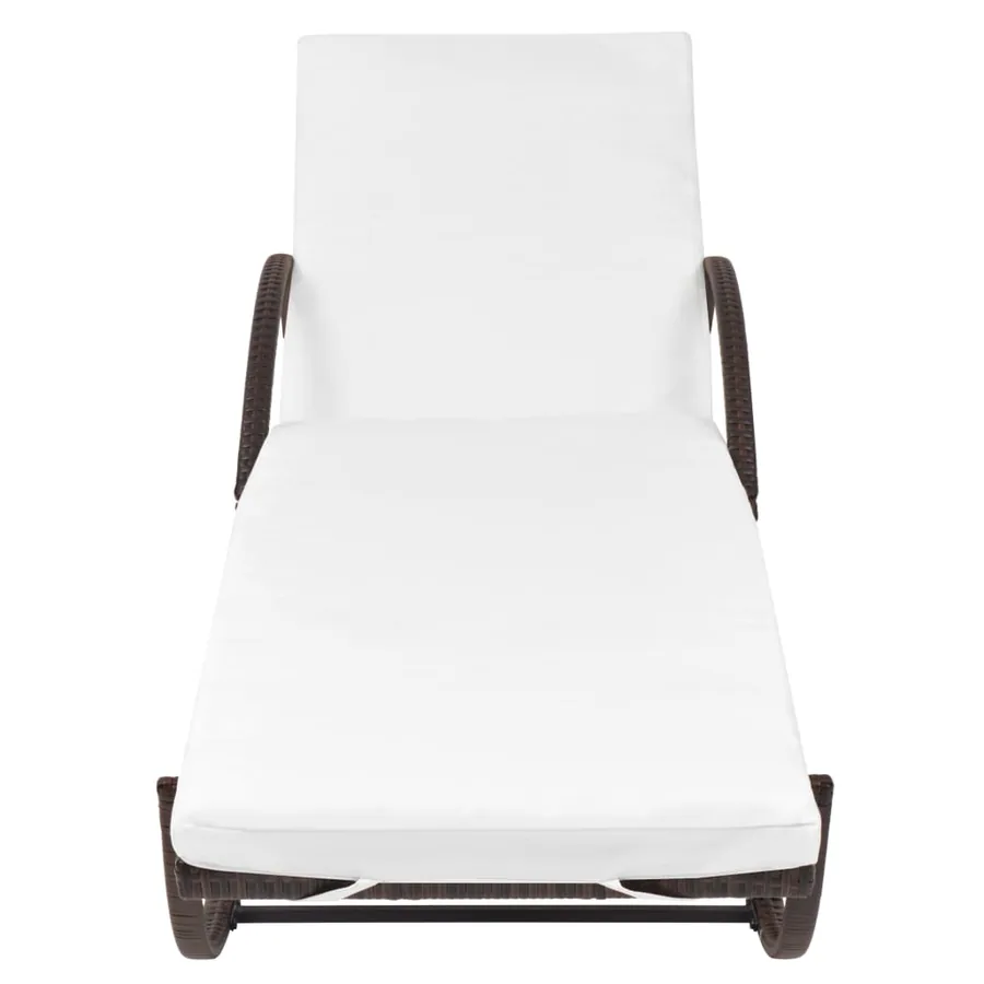 Chaises longues lot de 2 avec table résine tressée marron - 5