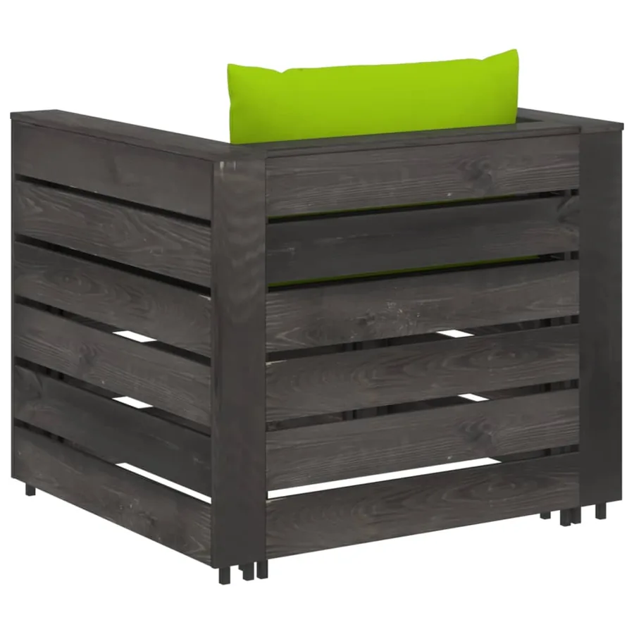 Salon de jardin 2 pcs avec coussins Bois imprégné de gris - 3
