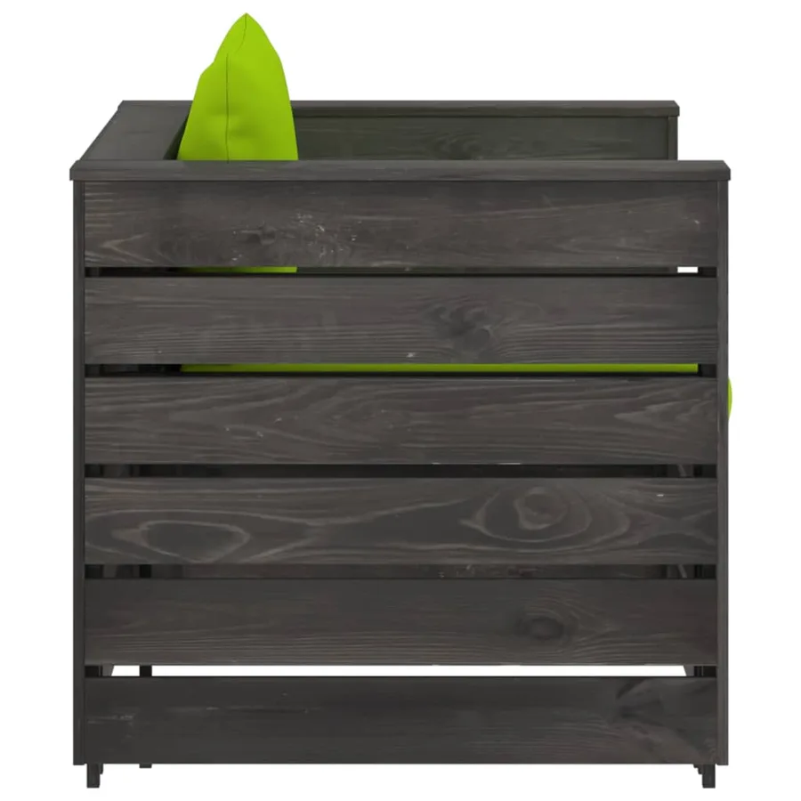 Salon de jardin 2 pcs avec coussins Bois imprégné de gris - 5