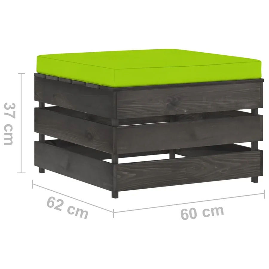 Salon de jardin 2 pcs avec coussins Bois imprégné de gris - 8