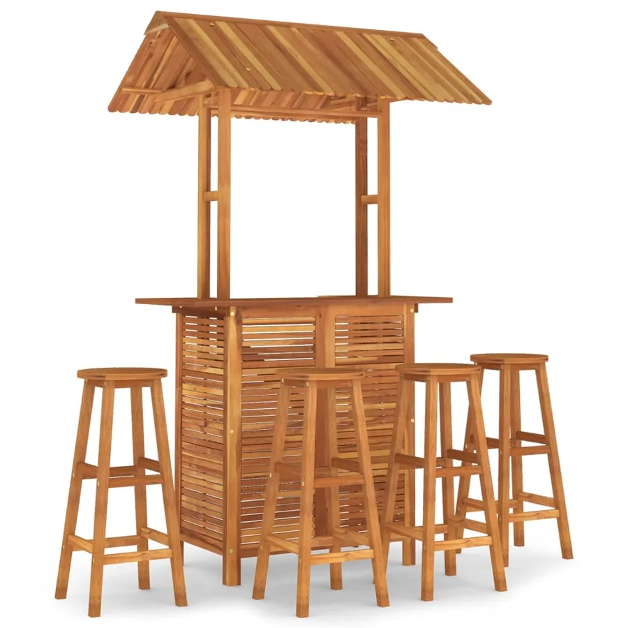 Ensemble de bar de jardin 5 pcs Bois d'acacia solide - 2