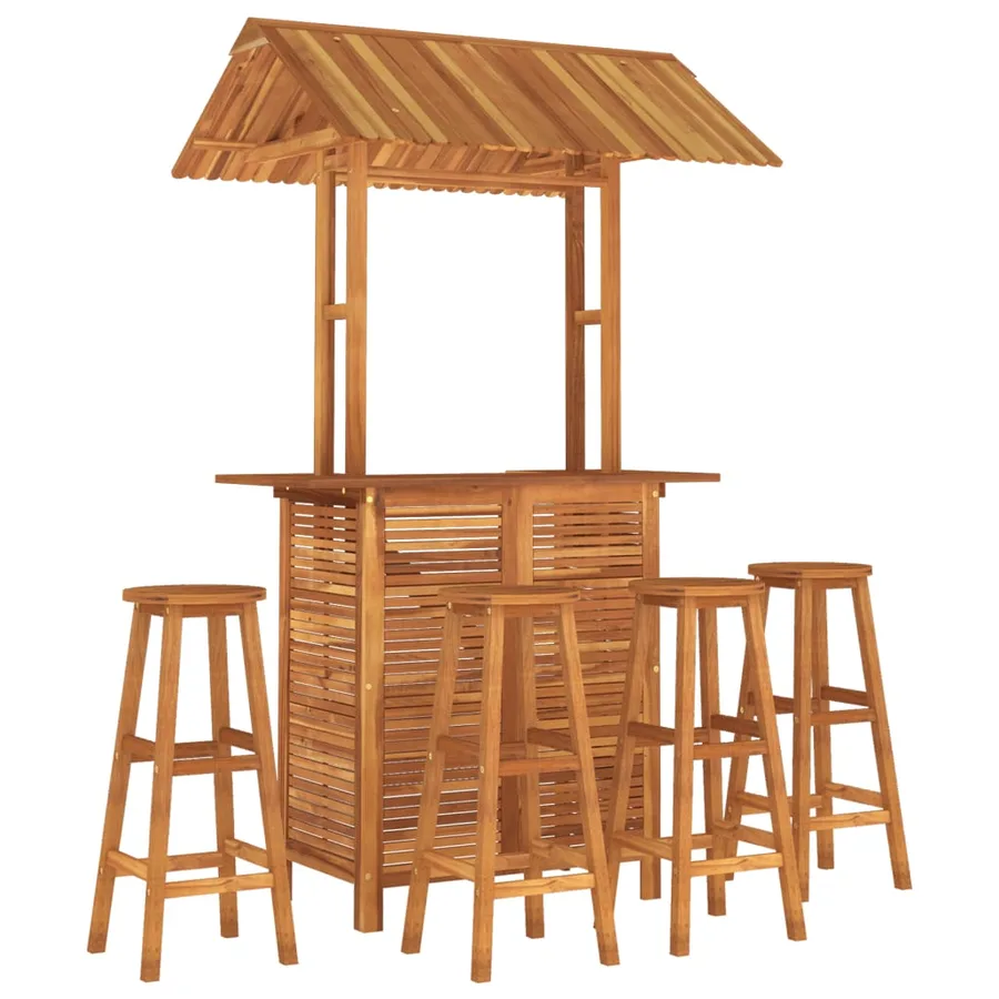 Ensemble de bar de jardin 5 pcs Bois d'acacia solide - 3