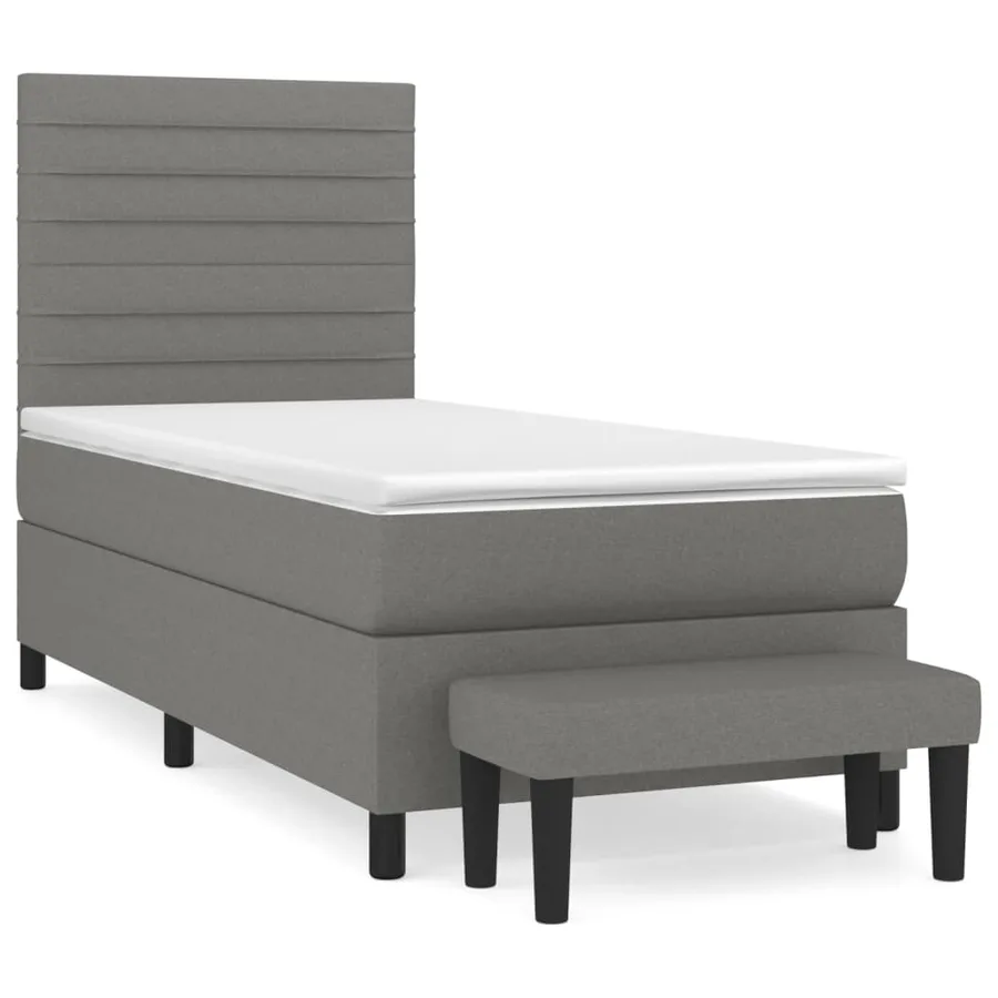 Sommier à lattes de lit avec matelas Gris foncé 90x200 cm Tissu - 2