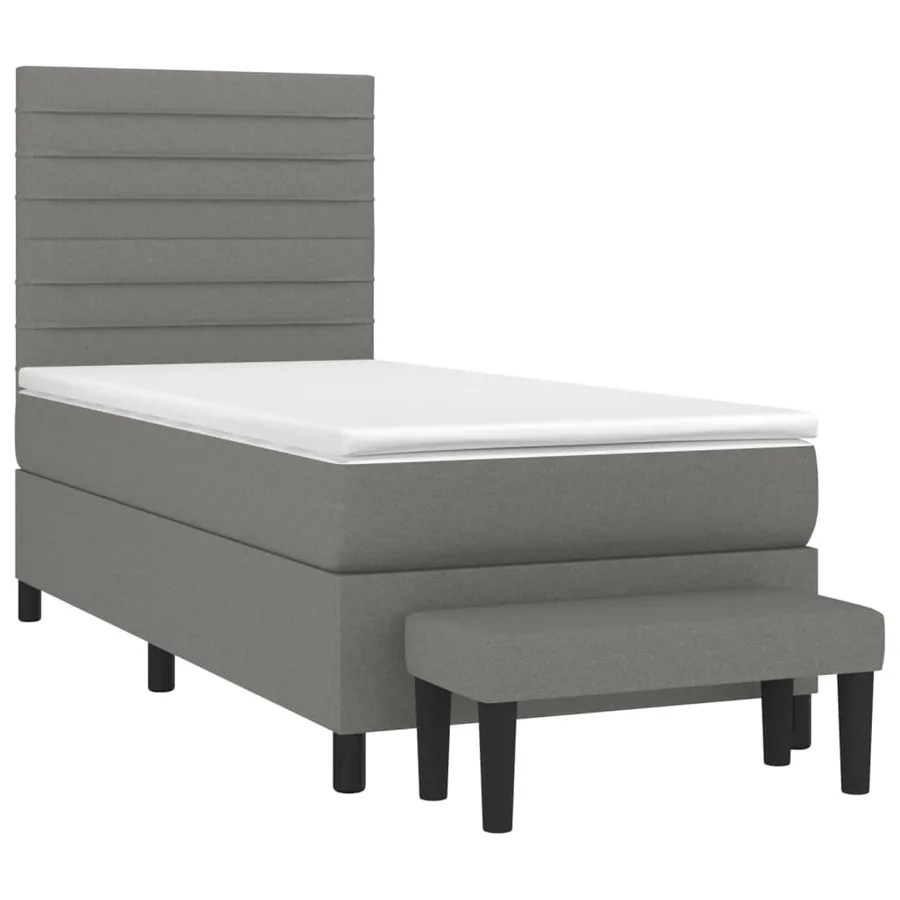Sommier à lattes de lit avec matelas Gris foncé 90x200 cm Tissu - 3
