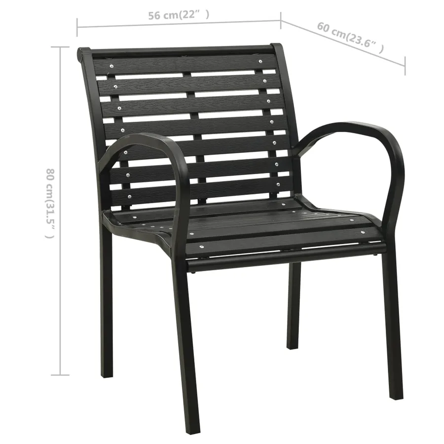 Chaises de jardin lot de 2 Acier et WPC Noir - 7