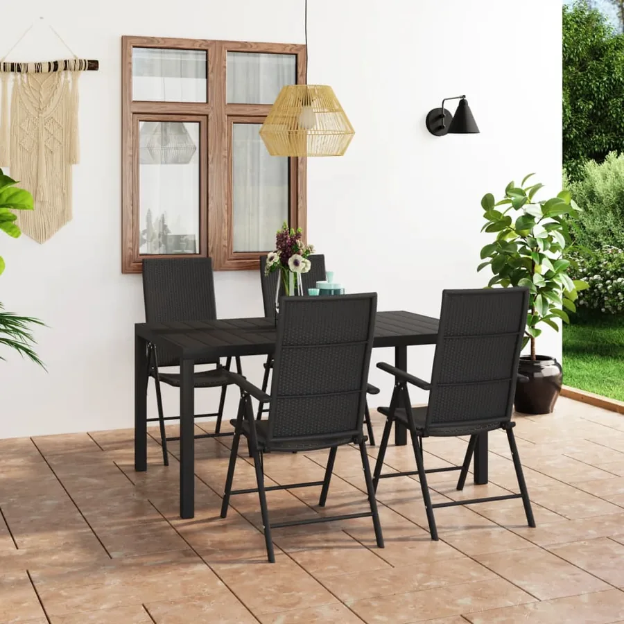 Ensemble à manger de jardin 5 pcs noir