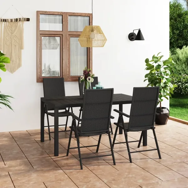 Ensemble à manger de jardin 5 pcs noir