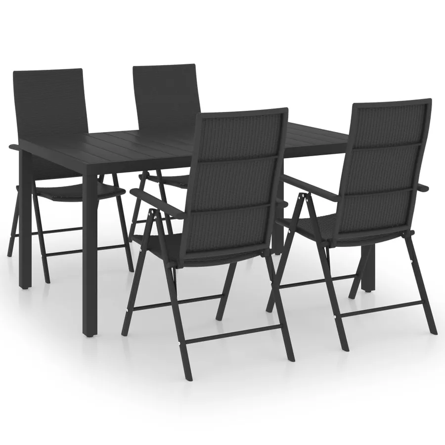 Ensemble à manger de jardin 5 pcs noir - 2