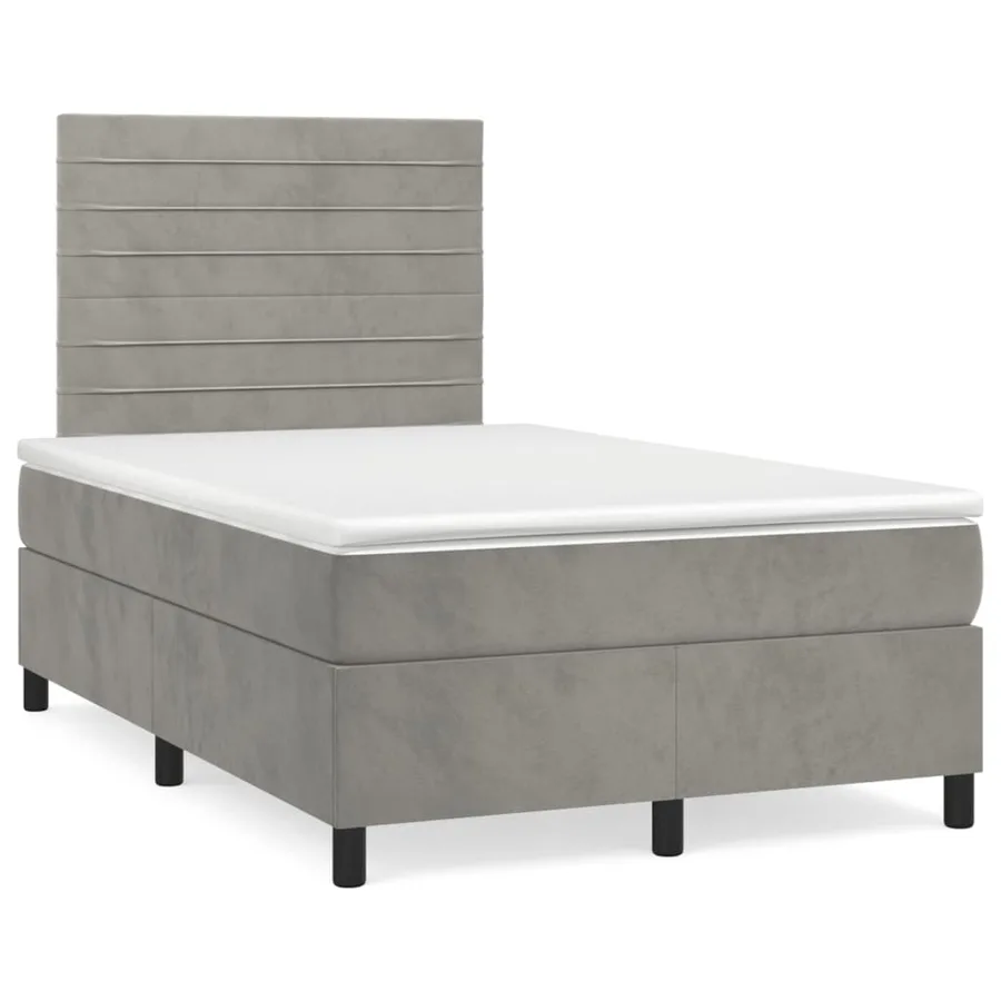 Sommier à lattes de lit et matelas Gris clair 120x200cm Velours - 2