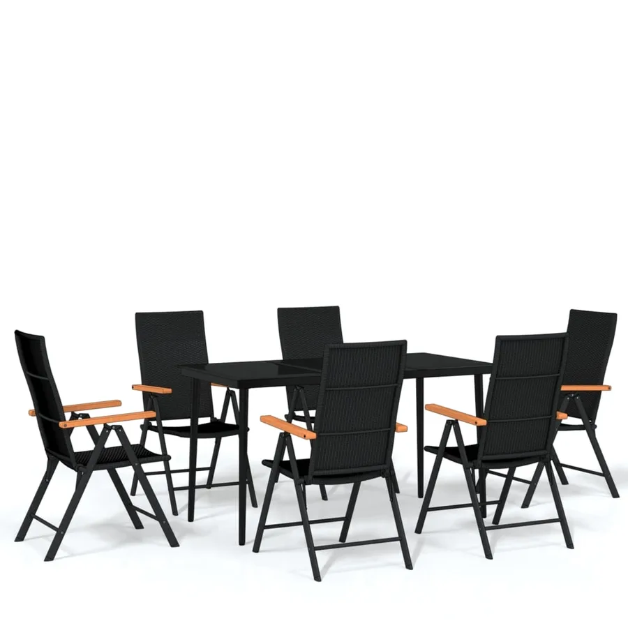 Ensemble à manger de jardin 7 pcs Noir - 2