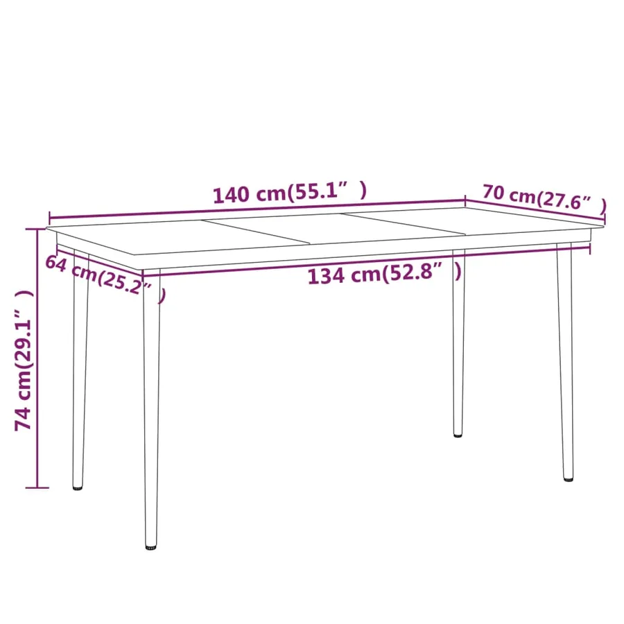 Ensemble à manger de jardin 7 pcs Noir - 8