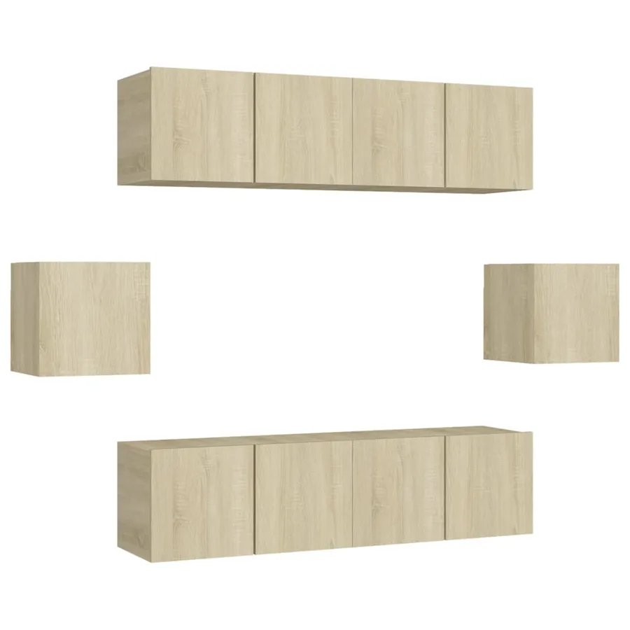 Ensemble de meubles TV 6 pcs Chêne sonoma Bois d'ingénierie - 2