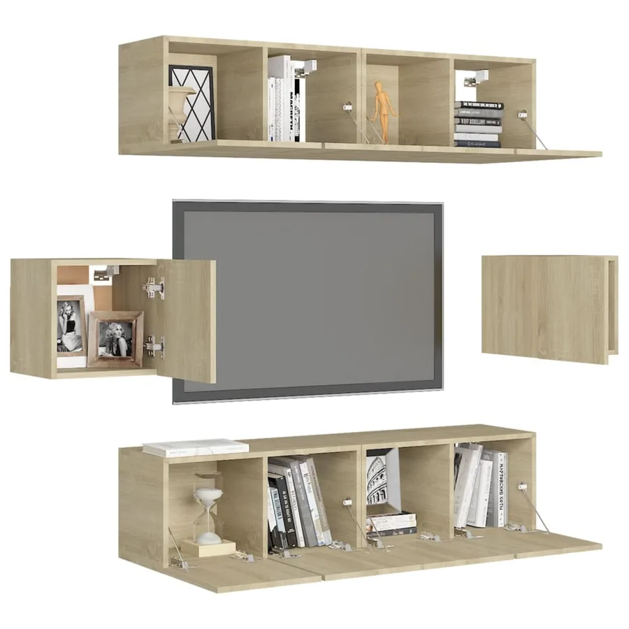 Ensemble de meubles TV 6 pcs Chêne sonoma Bois d'ingénierie - 3