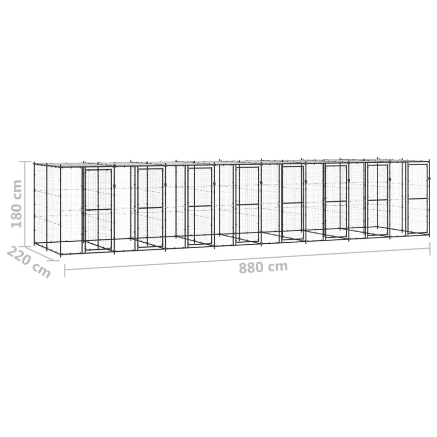 Chenil extérieur Acier avec toit 19,36 m² - 6