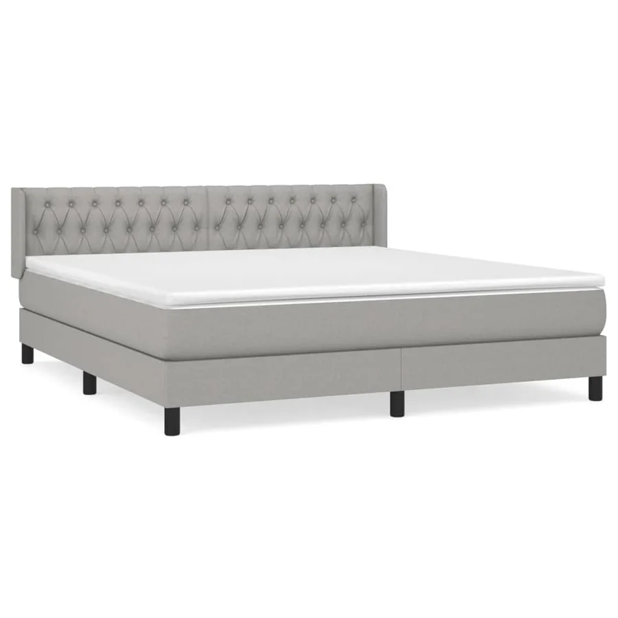 Sommier à lattes de lit avec matelas Gris clair 180x200cm Tissu - 2