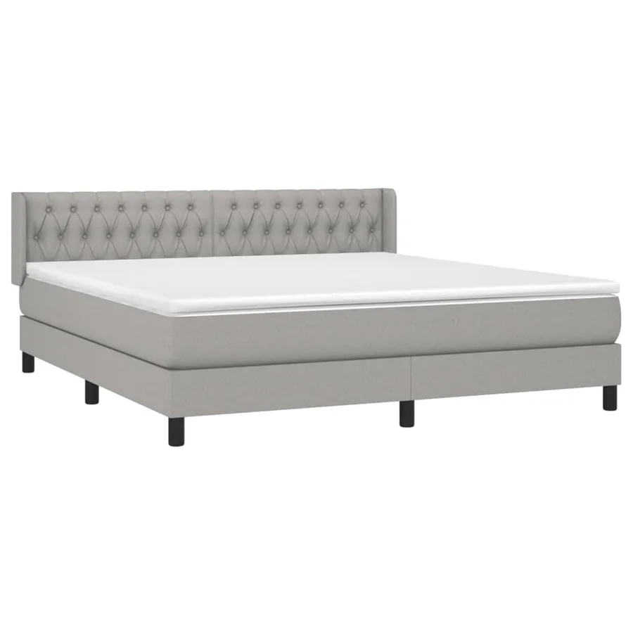 Sommier à lattes de lit avec matelas Gris clair 180x200cm Tissu - 3