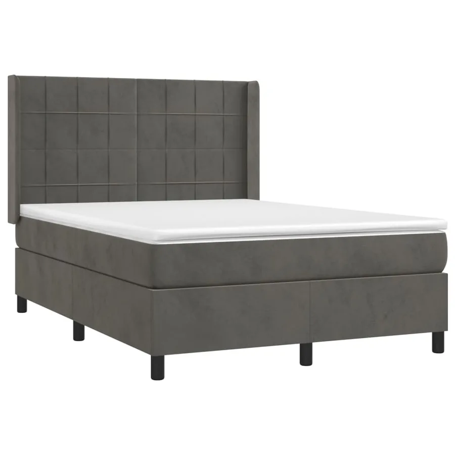 Sommier à lattes de lit et matelas Gris foncé 140x190cm Velours - 3