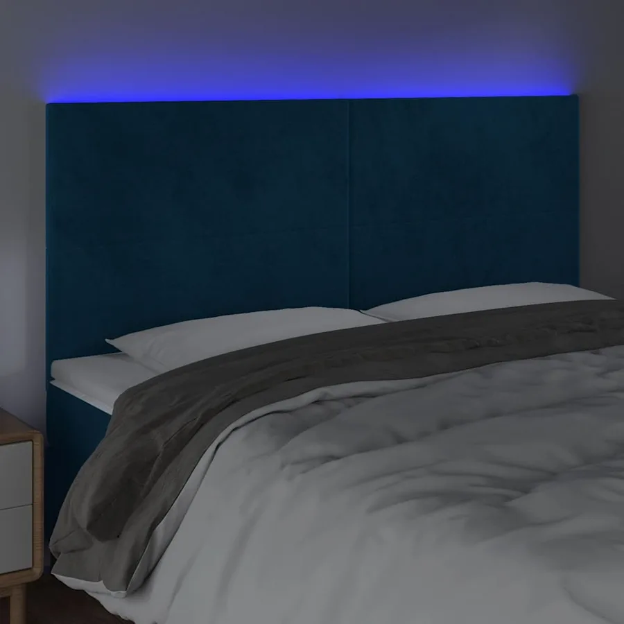 Tête de lit à LED Bleu foncé 180x5x118/128 cm Velours - 3