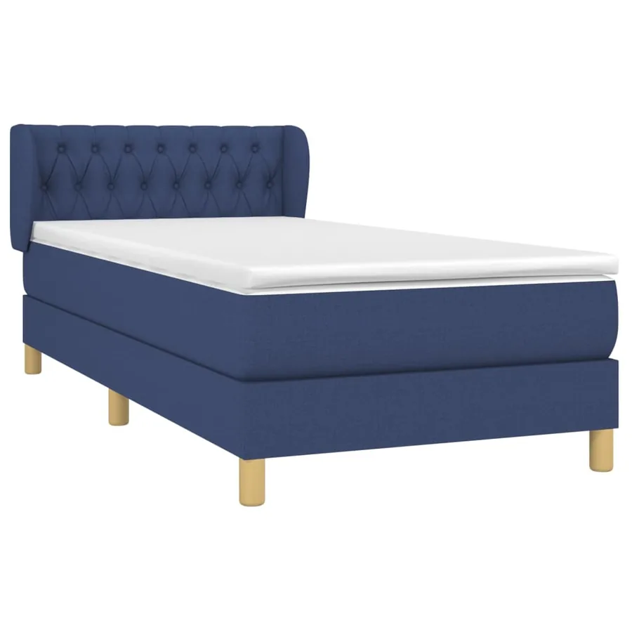 Sommier à lattes de lit avec matelas Bleu 90x200 cm Tissu - 3