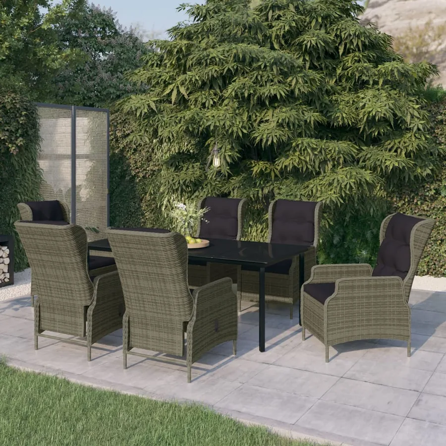 Ensemble à manger de jardin 7 pcs Marron